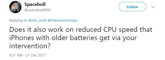 Twitter Hijacks Tim Cook's Pokémon Go Tweet with iPhone Battery Complaints